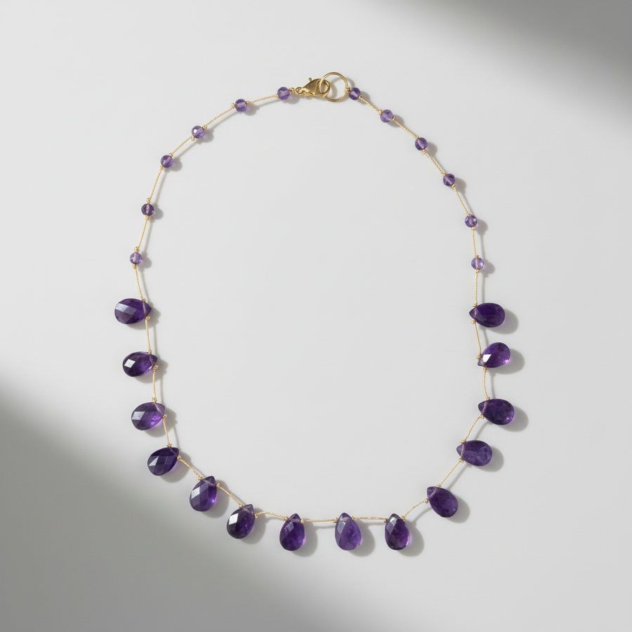 Collier grosse goute améthyste
