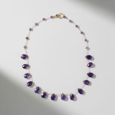 Collier grosse goute améthyste