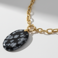 Collier cordage doré & Obsidienne flocon de neige