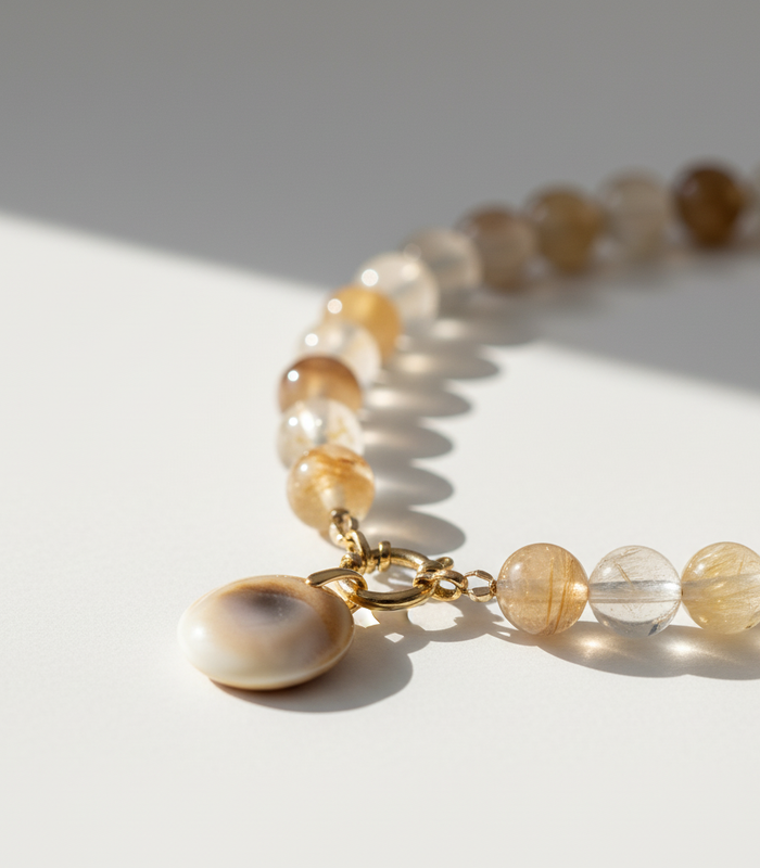 Collier Quartz Hématoïde Jaune & Oeil de Sainte Lucie