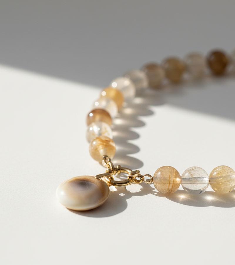 Collier Quartz Hématoïde Jaune & Oeil de Sainte Lucie