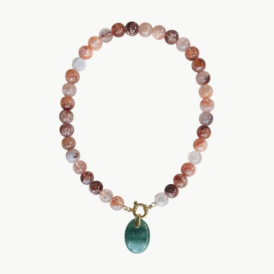 Collier Quartz Hématoïde Rouge & Aventurine verte