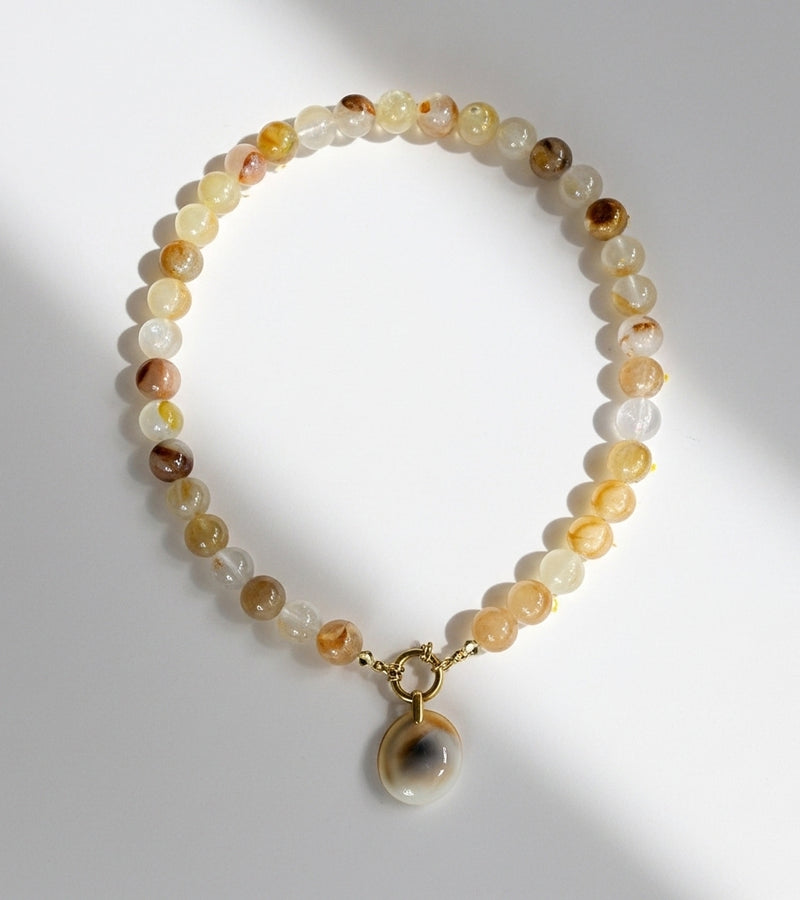 Collier Quartz Hématoïde Jaune & Oeil de Sainte Lucie