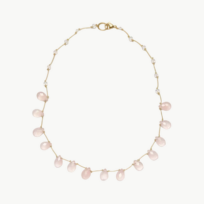 Collier grosse goute Quartz Rose