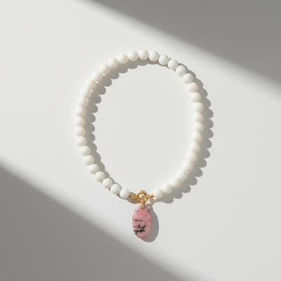 Collier Agate Blanche & Rhodonite