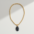 Collier cordage doré & Obsidienne flocon de neige
