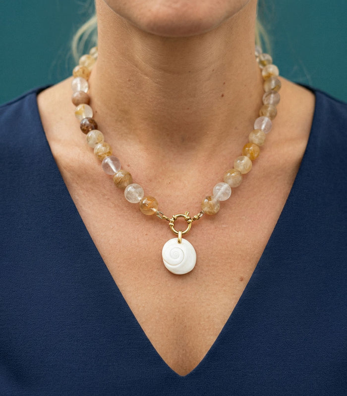 Collier Quartz Hématoïde Jaune & Oeil de Sainte Lucie