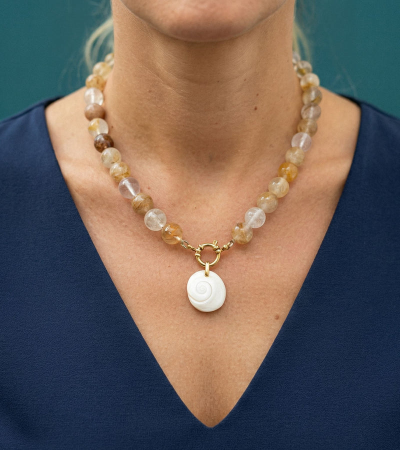Collier Quartz Hématoïde Jaune & Oeil de Sainte Lucie