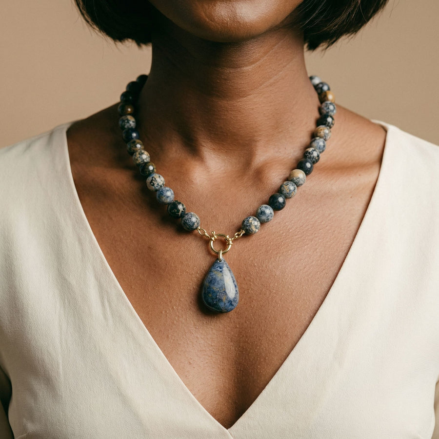Collier Agate Bleu Océan