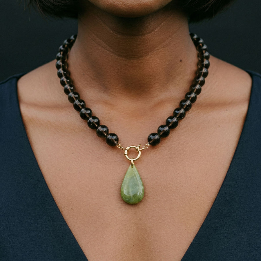 Collier Quartz Fumé & Opale Verte