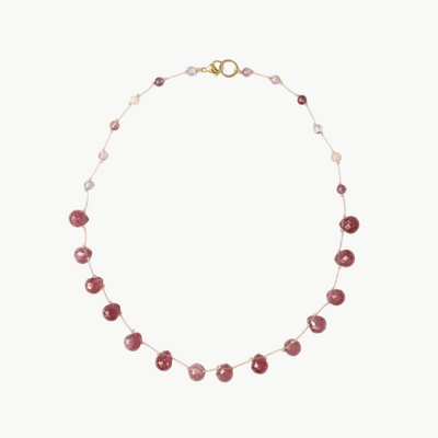 Collier grosse goute Quartz Fraise
