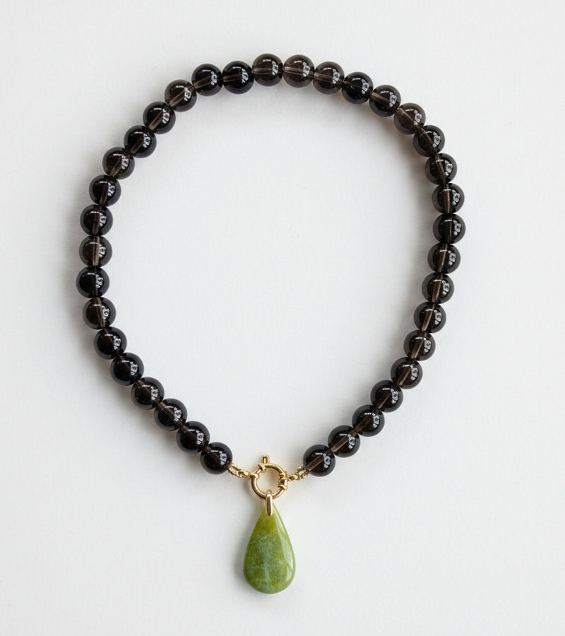 Collier Quartz Fumé & Opale Verte