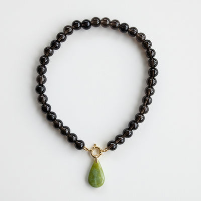 Collier Quartz Fumé & Opale Verte