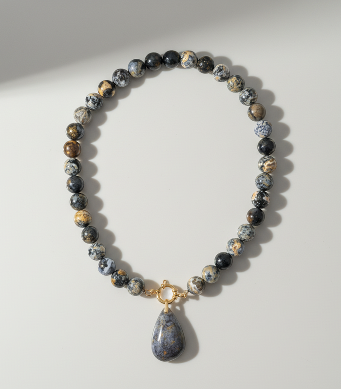 Collier Agate Bleu Océan
