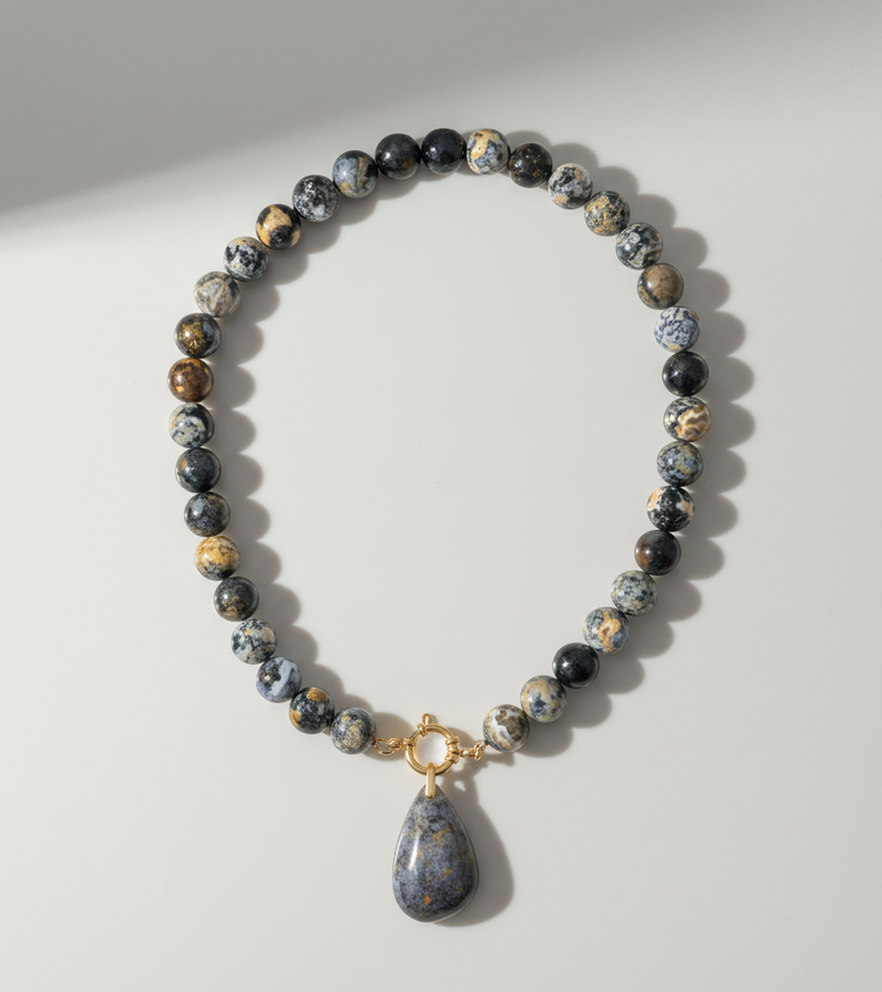 Collier Agate Bleu Océan