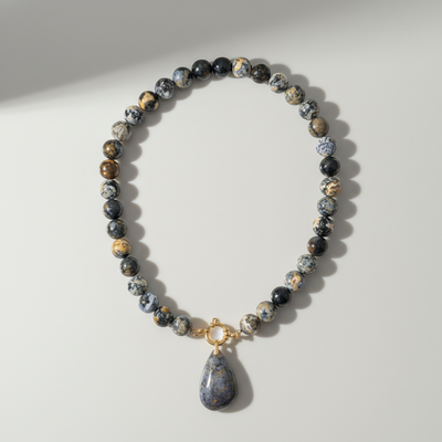 Collier Agate Bleu Océan