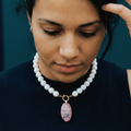 Collier Agate Blanche & Rhodonite