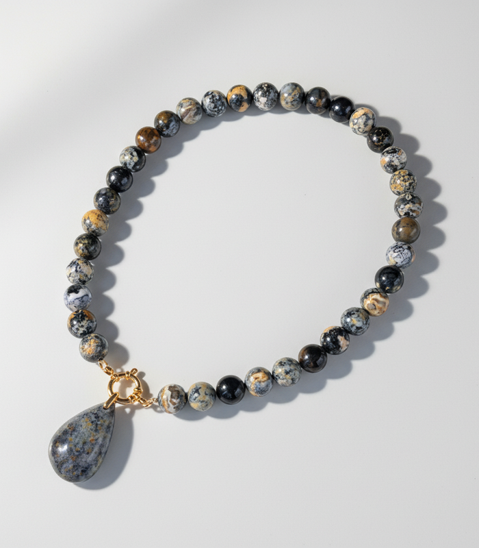 Collier Agate Bleu Océan