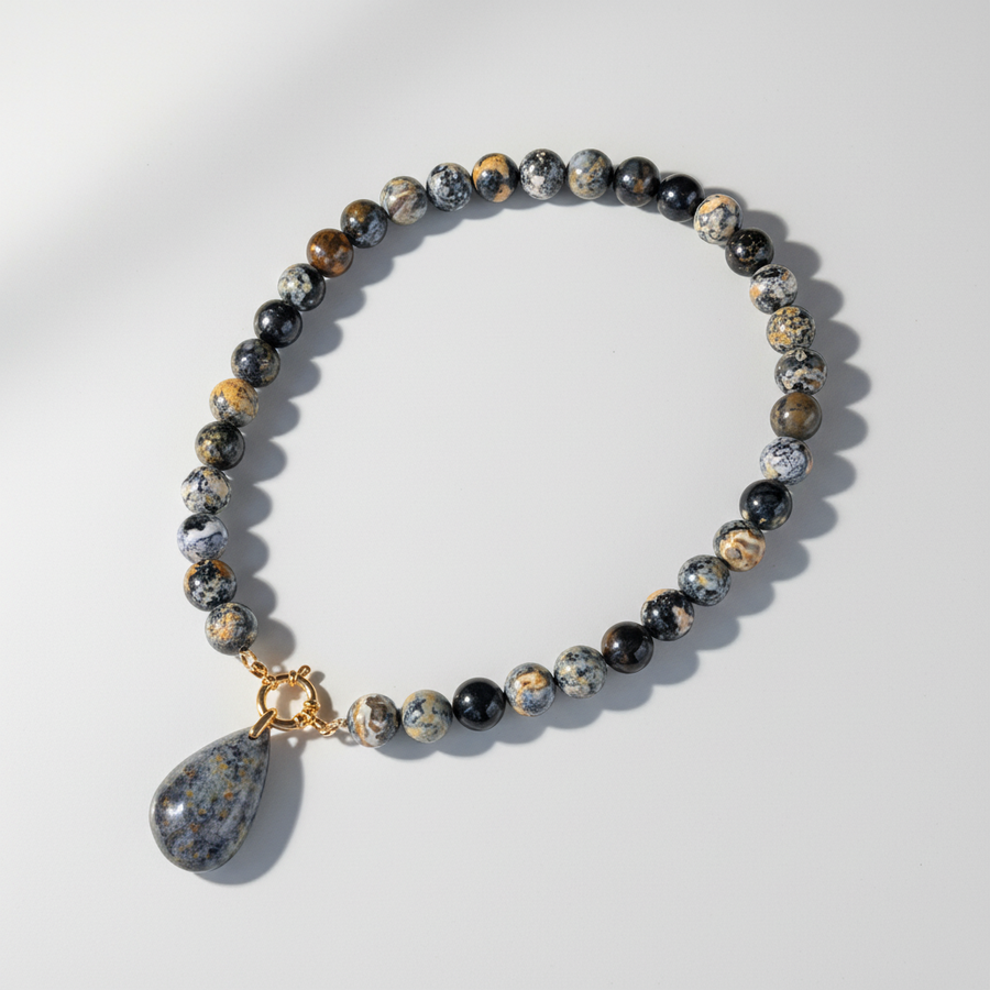 Collier Agate Bleu Océan