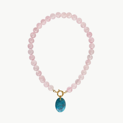Collier Quartz Rose & Apatite bleu
