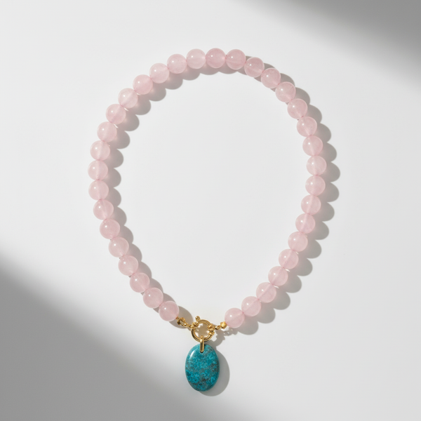 Collier Quartz Rose & Apatite bleue