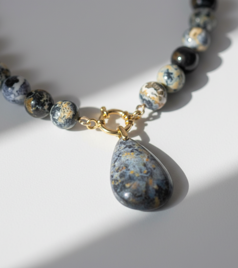 Collier Agate Bleu Océan
