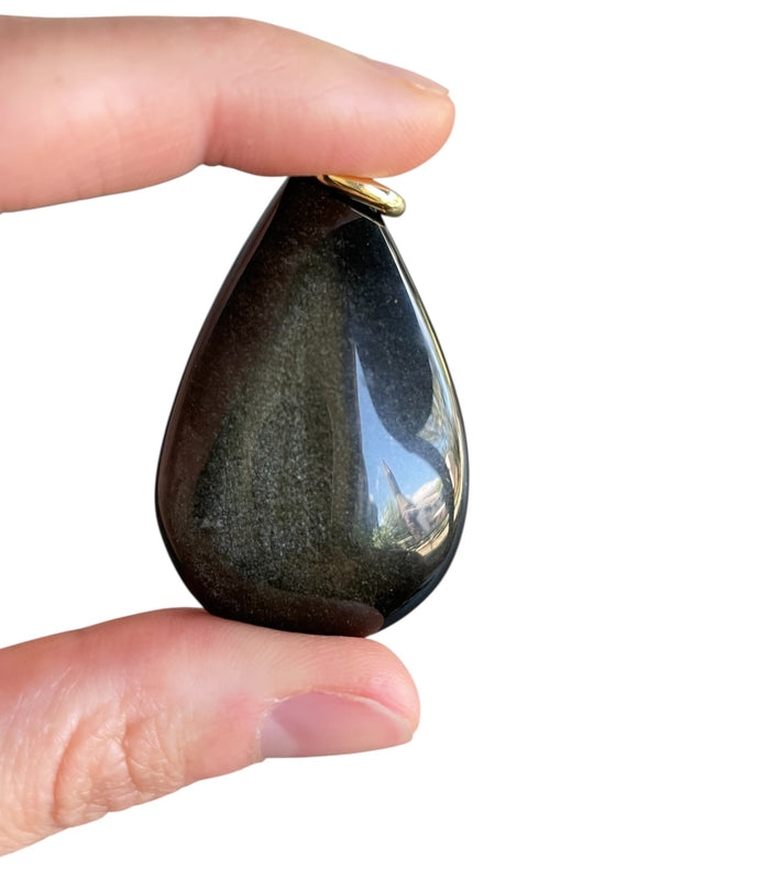Pendentif Obsidienne dorée