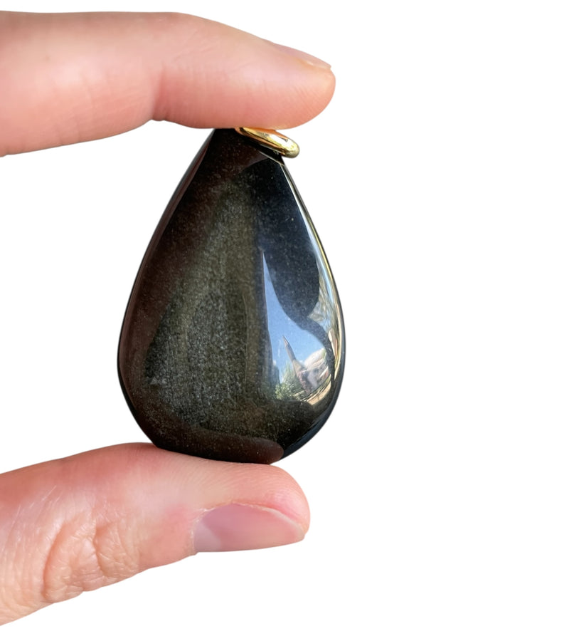 Pendentif Obsidienne dorée