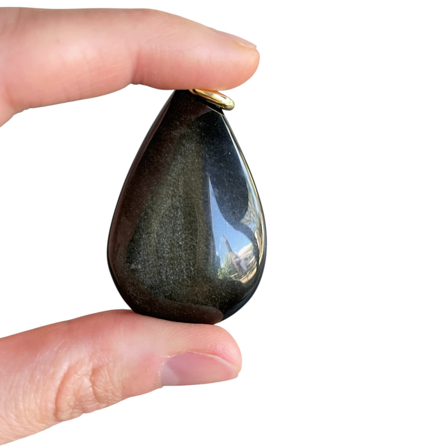 Pendentif Obsidienne dorée