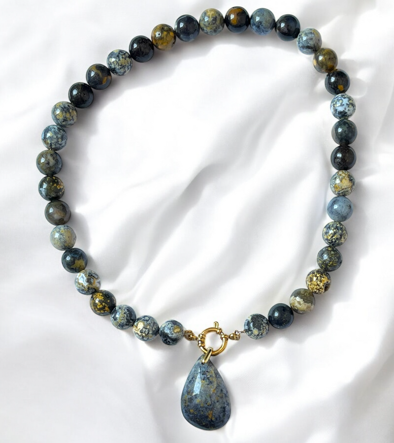 Pendentif Agate Océan Bleu