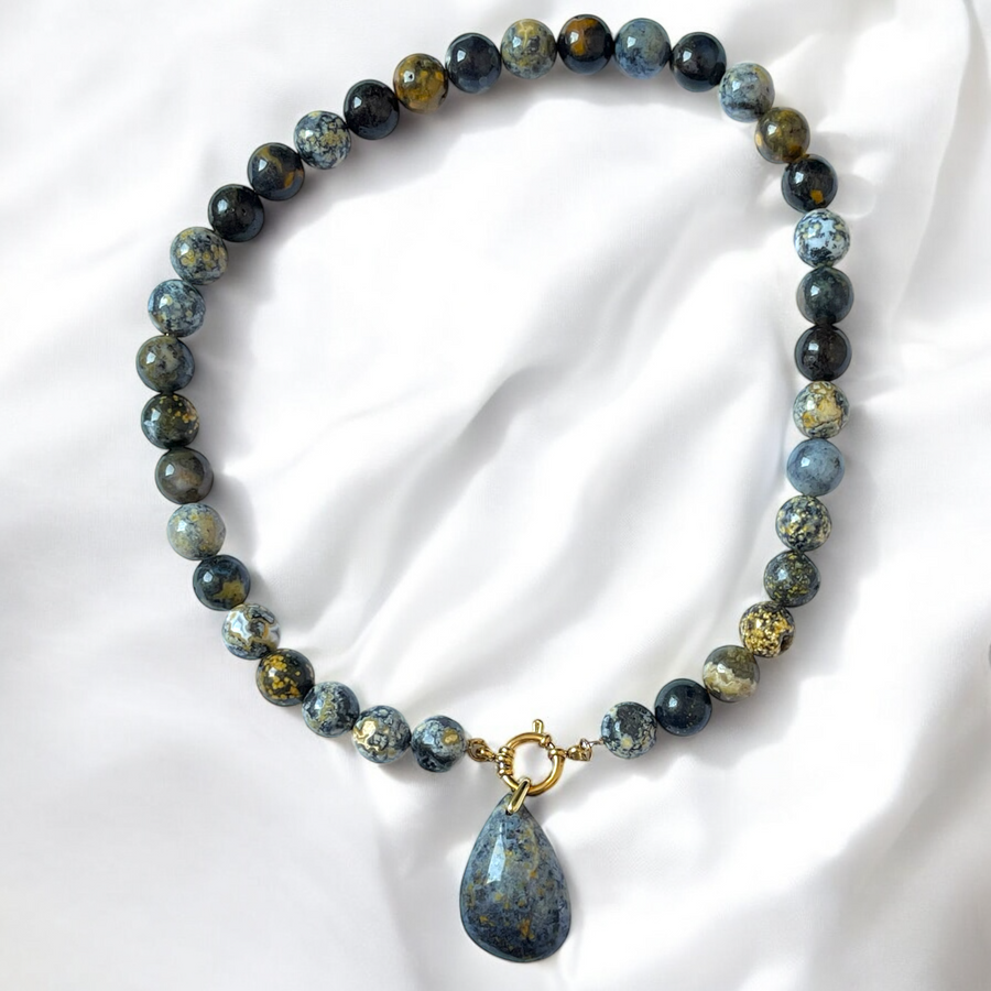 Pendentif Agate Océan Bleu