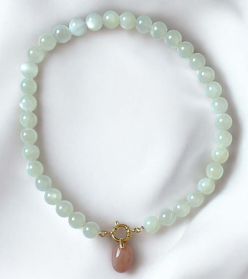 Pendentif Pierre de lune rose