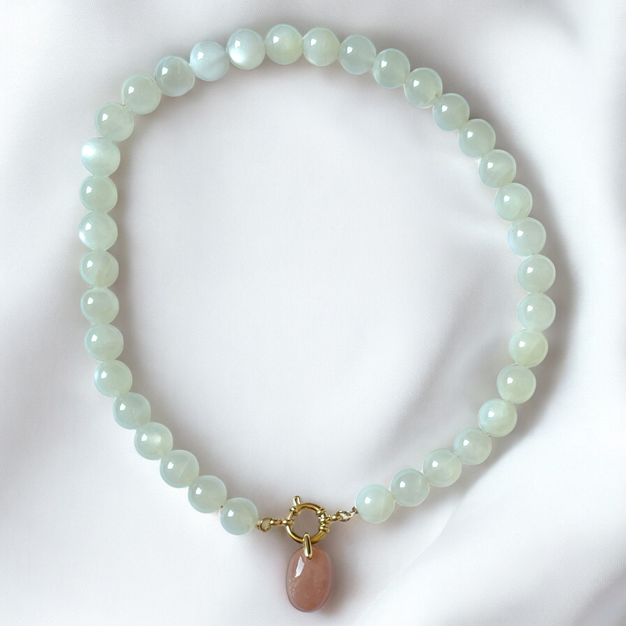 Pendentif Pierre de lune rose