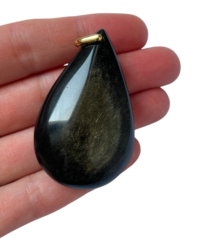 Pendentif Obsidienne dorée