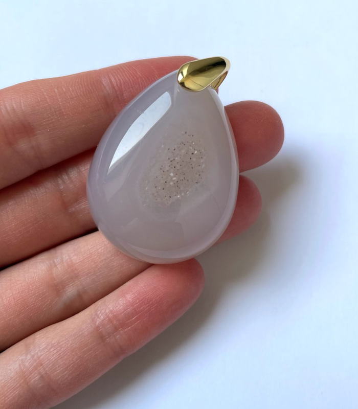 Pendentif Agate Botswana avec inclusion de Quartz