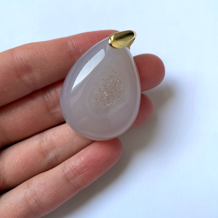 Pendentif Agate Botswana avec inclusion de Quartz