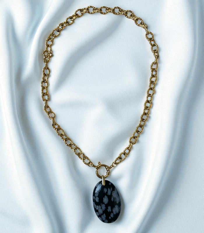 Pendentif Obsidienne flocon de neige