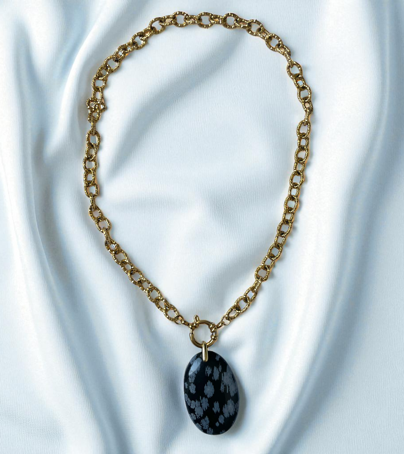 Pendentif Obsidienne flocon de neige