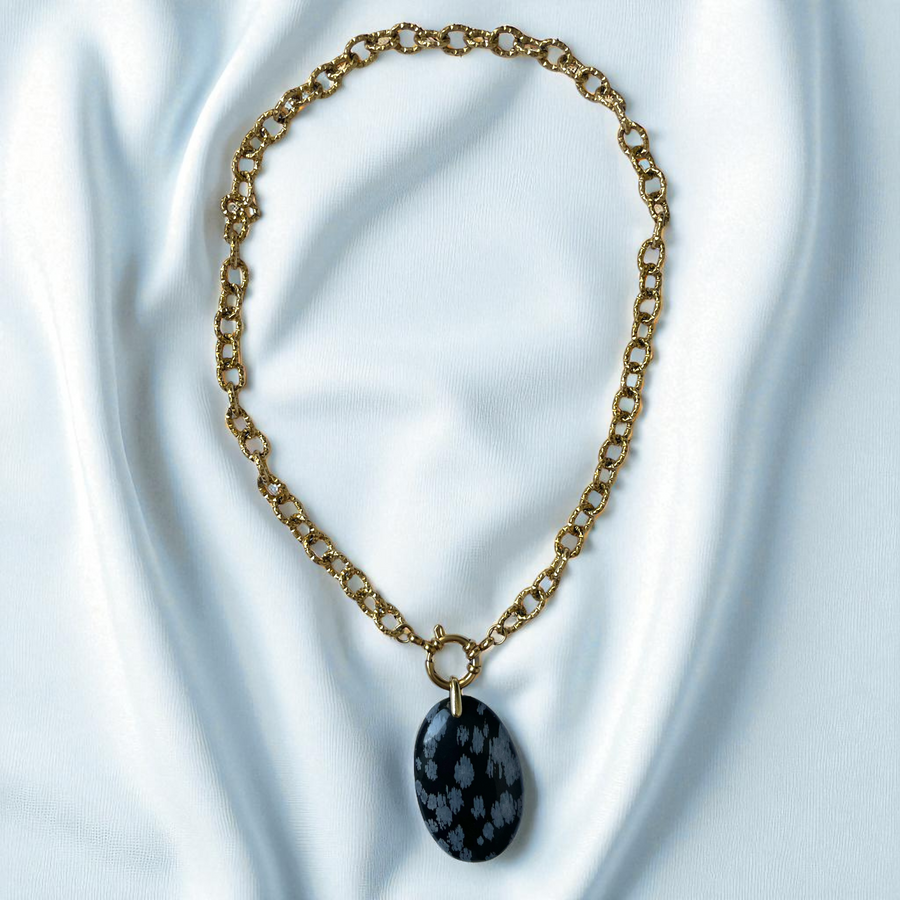 Pendentif Obsidienne flocon de neige