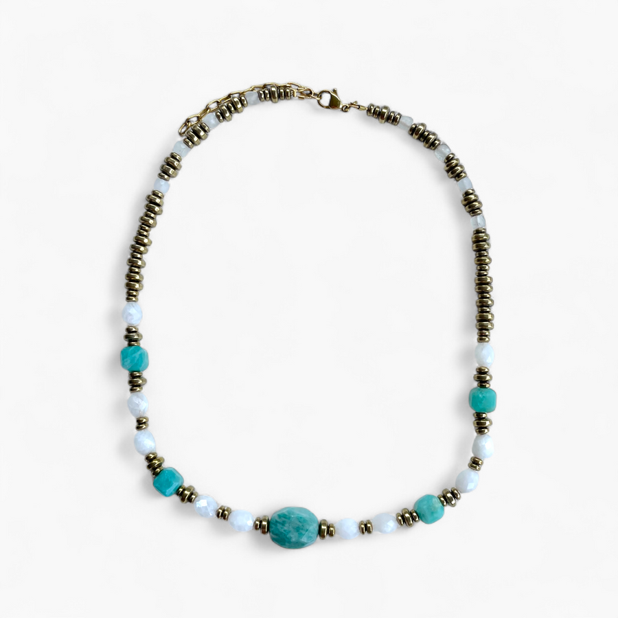 Collier Amazonite & Pierre de lune