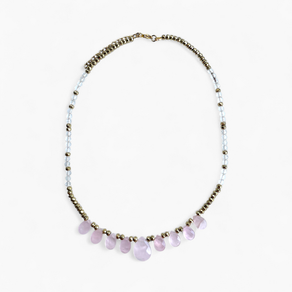 Collier Quartz Rose & Cristal de roche