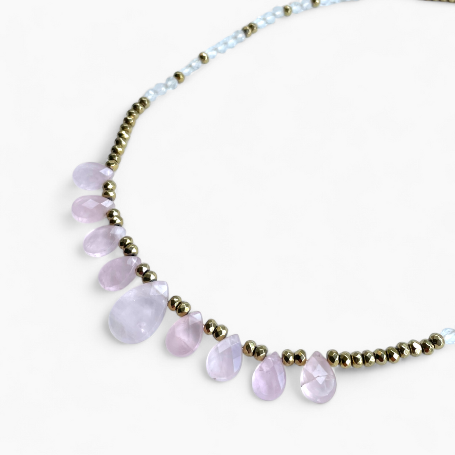 Collier Quartz Rose & Cristal de roche