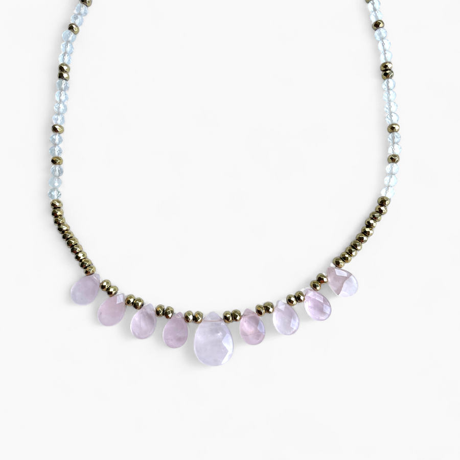 Collier Quartz Rose & Cristal de roche