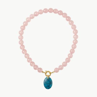 Collier Quartz Rose & Apatite bleu