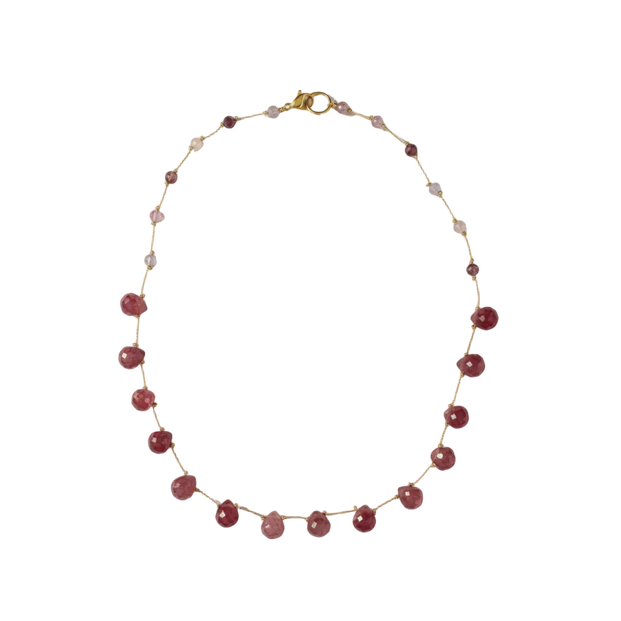 Collier grosse goute Quartz Fraise