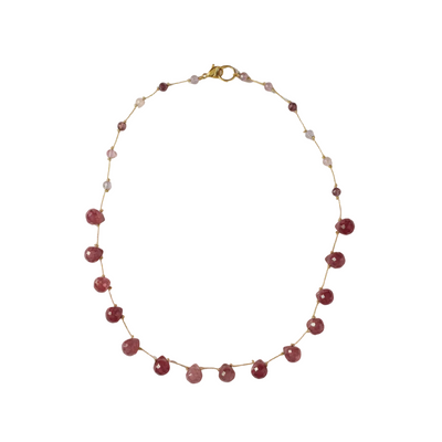 Collier grosse goute Quartz Fraise