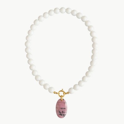 Collier Agate Blanche & Rhodonite